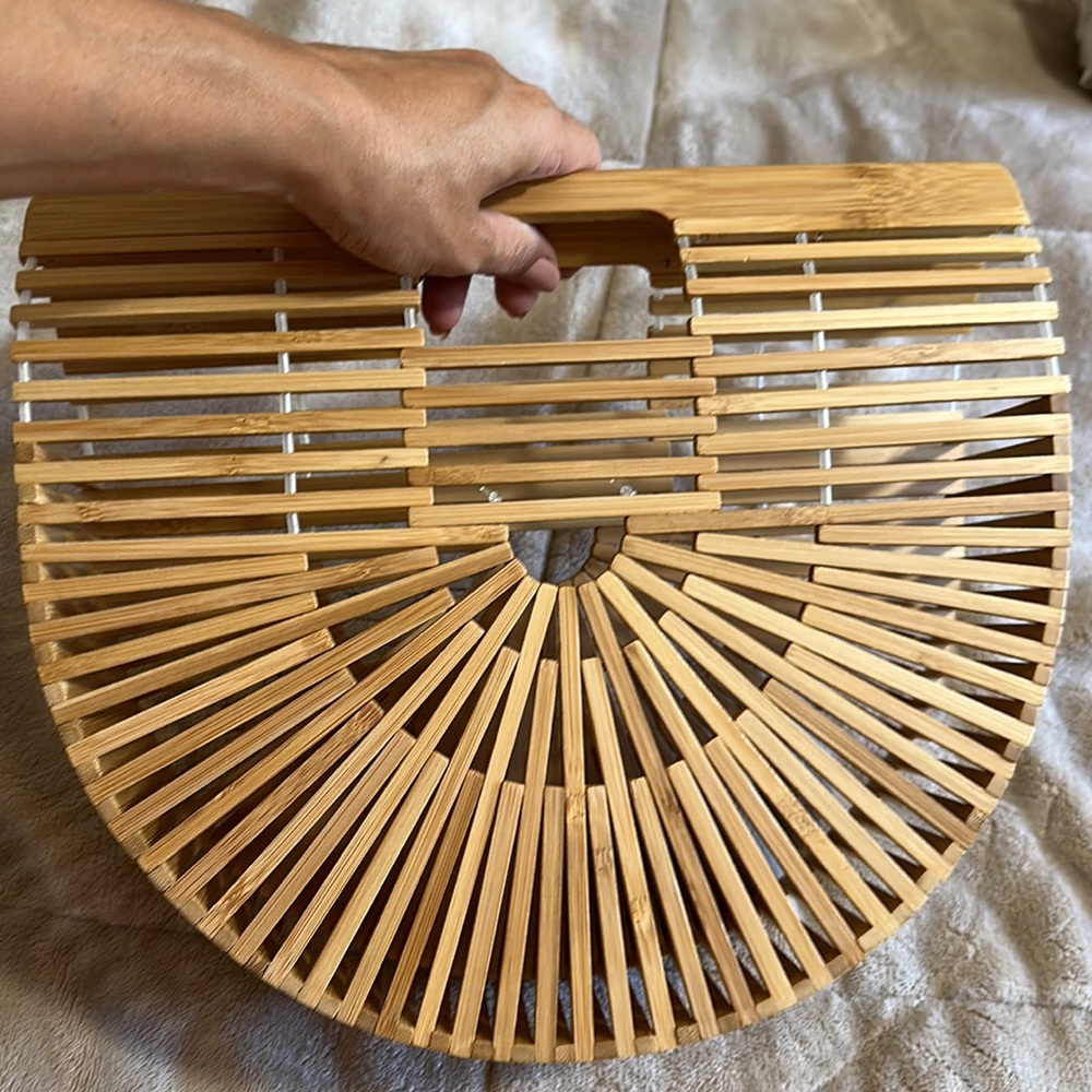 Arc shaped hand bag inspired by Cult Gaia